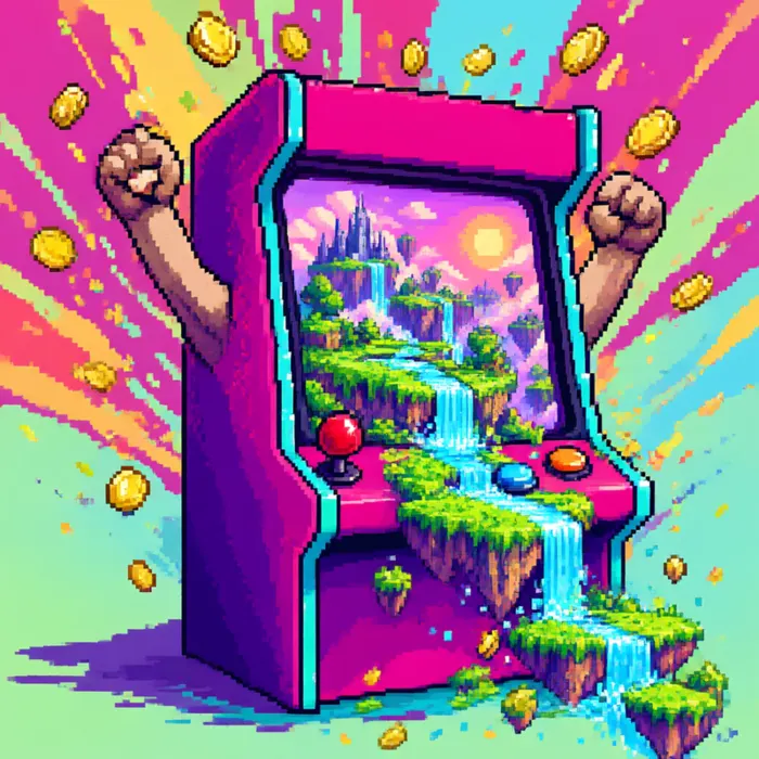 Cab cheering while coins and a waterfall burst out of its screen